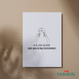 Beige Minimalistisch Bridesmaid Vorschlag Einladun Dankeskarte