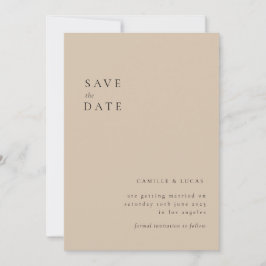 Beige Minimalistisch & elegant Hochzeit Save the D Einladung