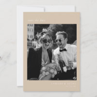 Beige Minimalistisch Elegantes Foto Save the Date