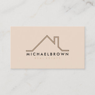 Beige Minimalistisch Modern House Real Anwesen Age Visitenkarte