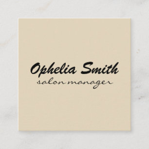 Beige Minimalistisch Salon Manager Quadratische Visitenkarte