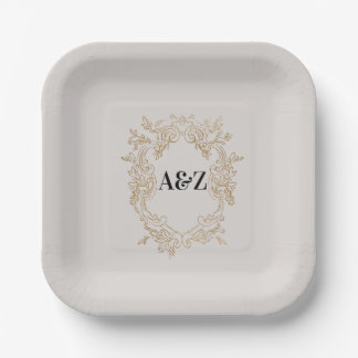 Beige Minimalistisch WEDDING Pappteller