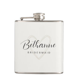 Beige Minimalistische Bridesmaid Flask Geschenk Flachmann