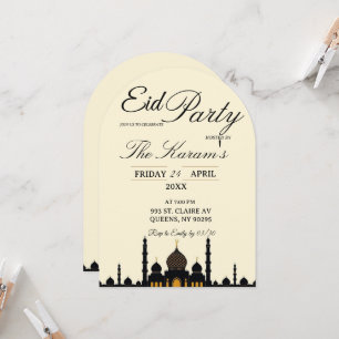 Beige Minimalistische elegante Eid-Party-Einladung Einladung