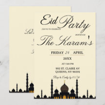 Beige Minimalistische elegante Eid-Party-Einladung