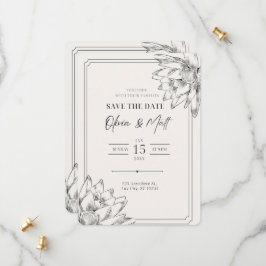 Beige Minimalistische florale Save the Date-Karte Save The Date