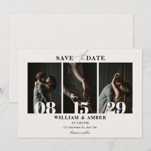 Beige minimalistische Foto-Collage Save The Date
