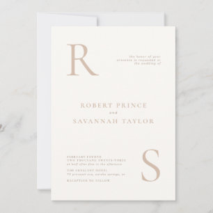 Beige Minimalistische Hochzeitseinladung Einladung