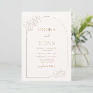 Beige Minimalistische Hochzeitseinladung Einladung