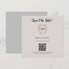 Beige Minimalistische QR SCAN-KARTE Save The Date
