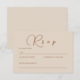 Beige Minimalistische Terracotta RSVP-Karte Mitteilungskarte