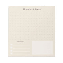 Beige minimalistische und einfache Gedanken & Idee Notizblock