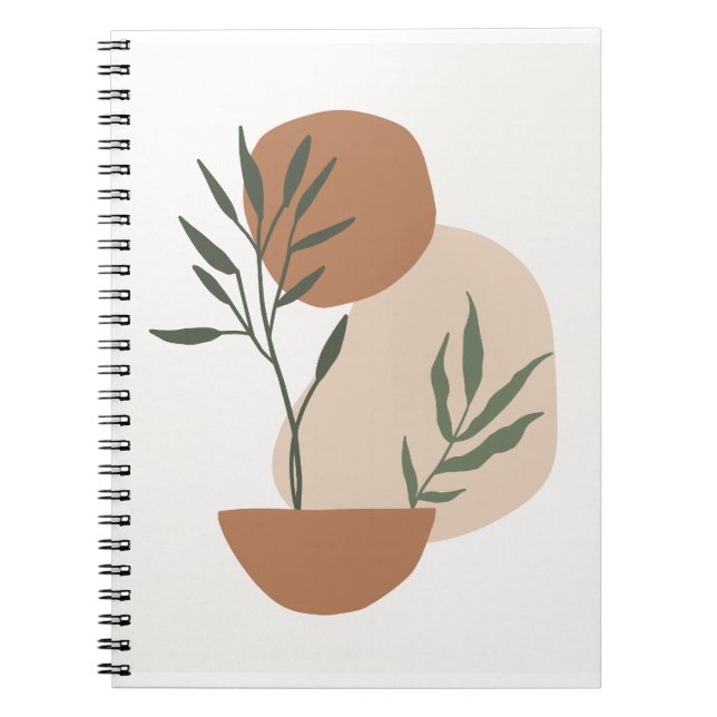 Beige Minimalistischer botanischer Hintergrund Notizblock (Vorderseite)