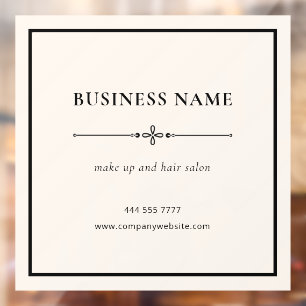 Beige minimalistischer Geschäfts-Salon-Name Schwar Fensteraufkleber