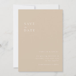 Beige Minimalistischer Text und Foto Save the Date Einladung