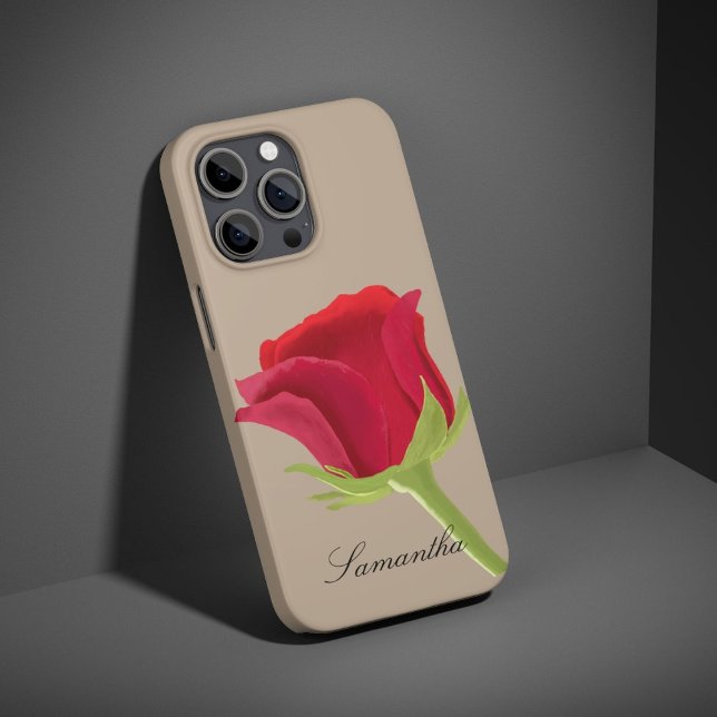 Beige mit rote Rose iPhone Gehäuse 16 Pro Max Hülle (Von Creator hochgeladen)