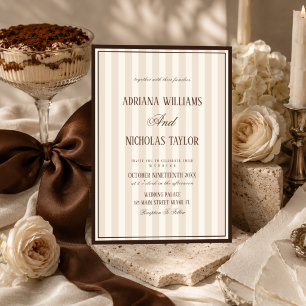 Beige Mocca Streifen Hochzeit Einladung