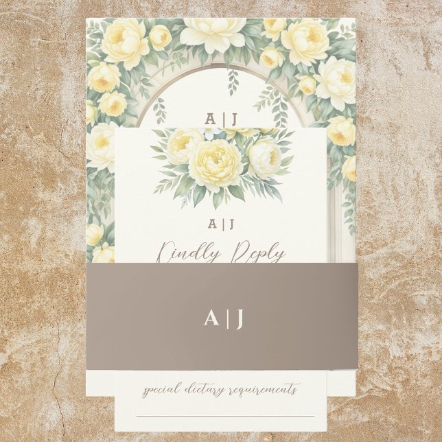 Beige Mocha Monogram Wedding Einladung Bauchband Einladungsbanderole (Von Creator hochgeladen)