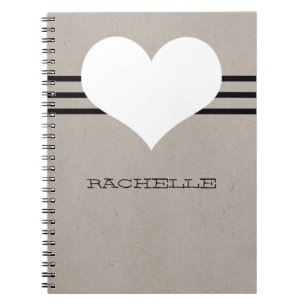 Beige Modern Heart Notebook Notizblock