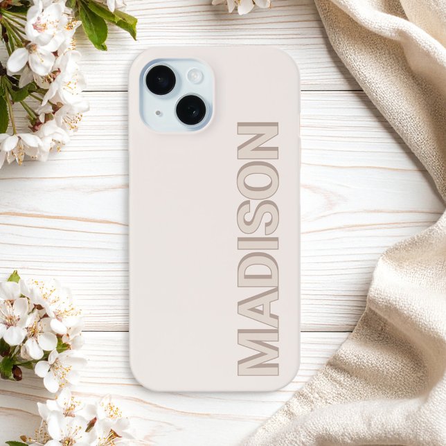 Beige Modern Monogram Name Case-Mate iPhone Hülle (Von Creator hochgeladen)