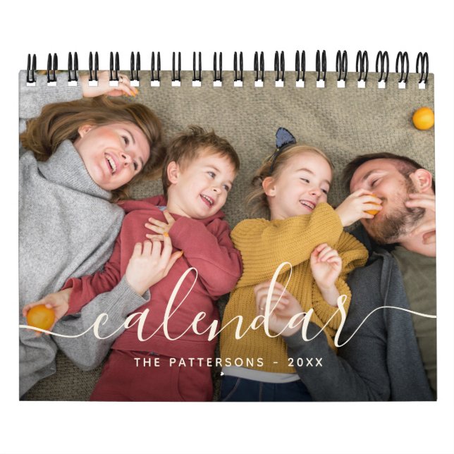 Beige | Modern Simple Minimalistisch Family Foto 2 Kalender (Titelbild)