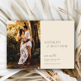 Beige Modern Whimsical Script Boho Save the Date Magneteinladung