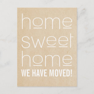 Beige Modern Zuhause Sweet Zuhause Postcard Ankündigungspostkarte