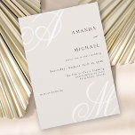 Beige Moderne Elegant Minimal Mongram Wedding Einladung<br><div class="desc">Dieses elegante, moderne Design mit einem Rand besticht durch seine minimale Hochzeitseinladung. Freuen Sie sich auf wunderschöne Kalligraphieskripte-Monogramme der Braut und des Bräutigams an anderen Ecken. Ein gepflegtes Textlayout zeigt die Details Ihrer Hochzeit mit einem sauberen klassischen Look mit großen weißen Initialen und schwarzem Text auf einem neutralen hellbeigen Hintergrund....</div>