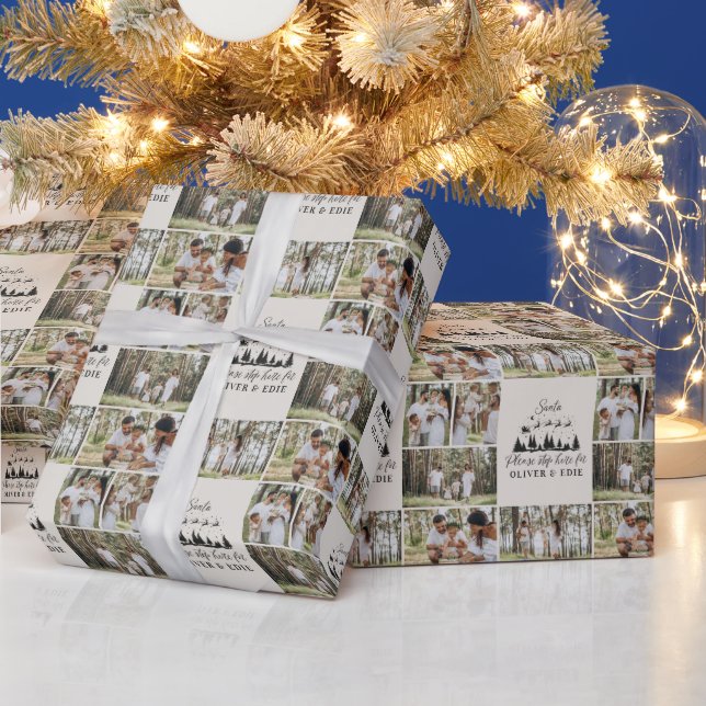 Beige moderne Foto Weihnachten Geschenkpapier (Feiertage)