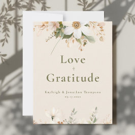 Beige Moderne Hochzeit der Wasserfarben Dankeskarte