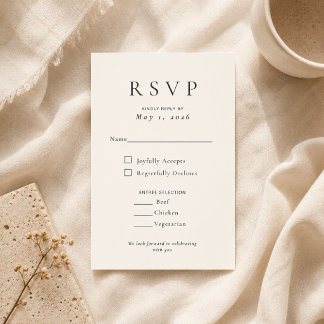 Beige moderne minimalistische Hochzeits-RSVP-Karte RSVP Karte