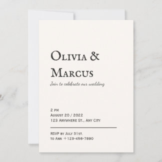Beige Moderne Minimalistische Hochzeitseinladung Einladung