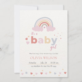 Beige Moderne Niedliche Rainbow Baby Dusche Einladung