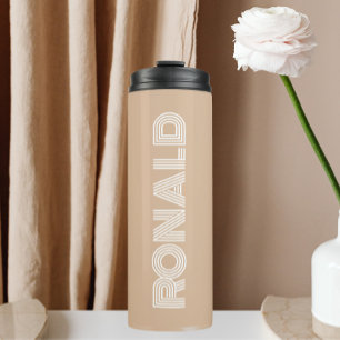 Beige Moderne Typografie Personalisiert Thermosbecher