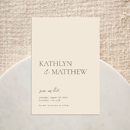 Beige Moderne Whimsikskripte Bohemische Hochzeit Save The Date