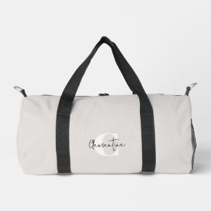 Beige Modernes Minimalistisches Mit Monogramm Duffle Bag