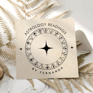 Beige Mondzyklus Astrologie-Lesungen Spiritueller Quadratische Visitenkarte