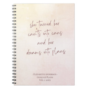 Beige Monogram Goal Setting Journal Notizblock