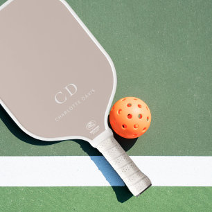 Beige Monogramm Anfangsbuchstaben Name Pickleball Schläger