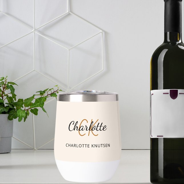 Beige Monogramm Initialen Name einfach (Von Creator hochgeladen)