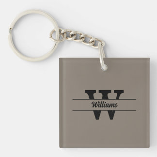 Beige Monogramm Personalisierter Familienname Schlüsselanhänger