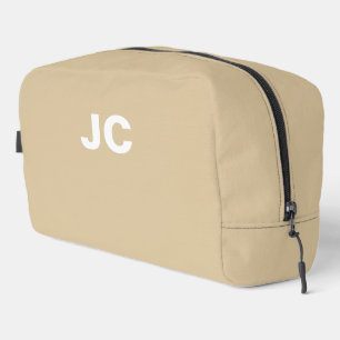 Beige Monogramm Schlicht Minimal Modern Reise Waschbeutel