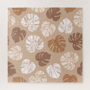Beige Monstera-Blätter: Trendy, handGezeichnet Mus