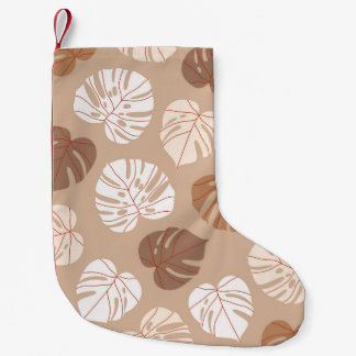 Beige Monstera-Blätter: Trendy, handGezeichnet Mus Kleiner Weihnachtsstrumpf