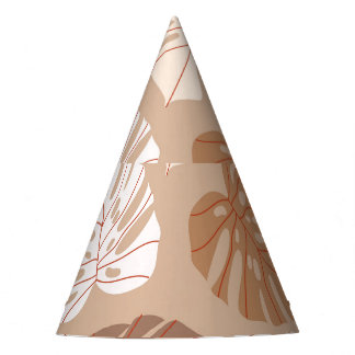 Beige Monstera-Blätter: Trendy, handGezeichnet Mus Partyhütchen
