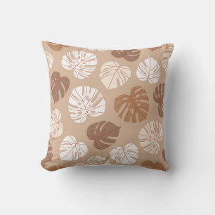 Beige Monstera verlasse nahtloses Muster. Trendy h Kissen