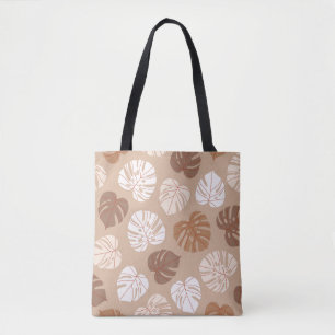 Beige Monstera verlasse nahtloses Muster. Trendy h Tasche