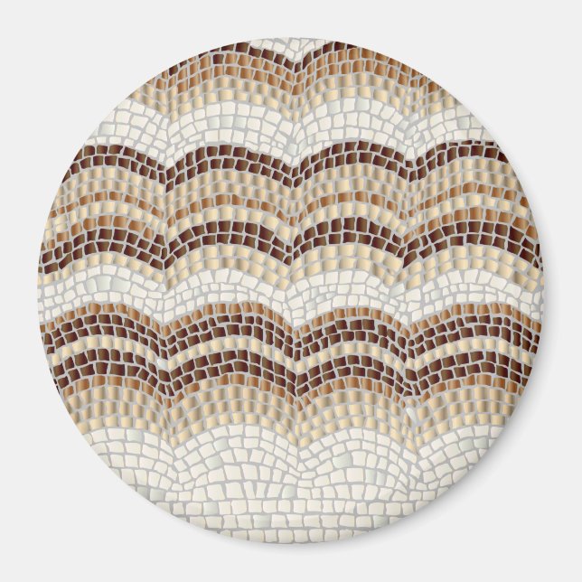 Beige Mosaik Large Round Magnet (Vorne)