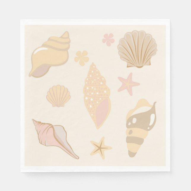 Beige Muscheln Muster Serviette (Vorderseite)