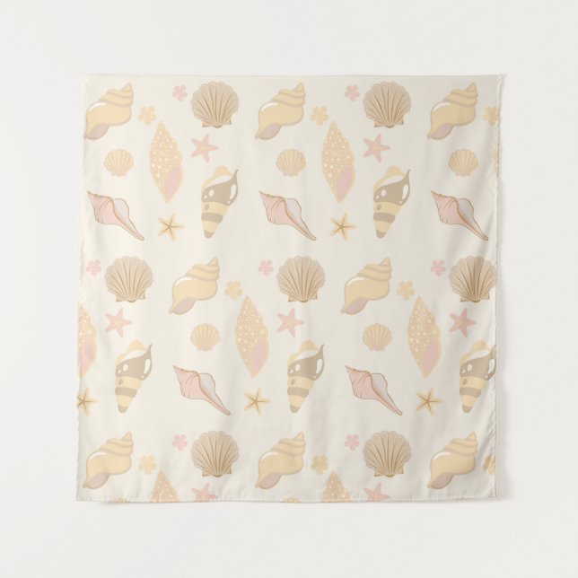 Beige Muscheln Muster Wandteppich (Vorderseite)